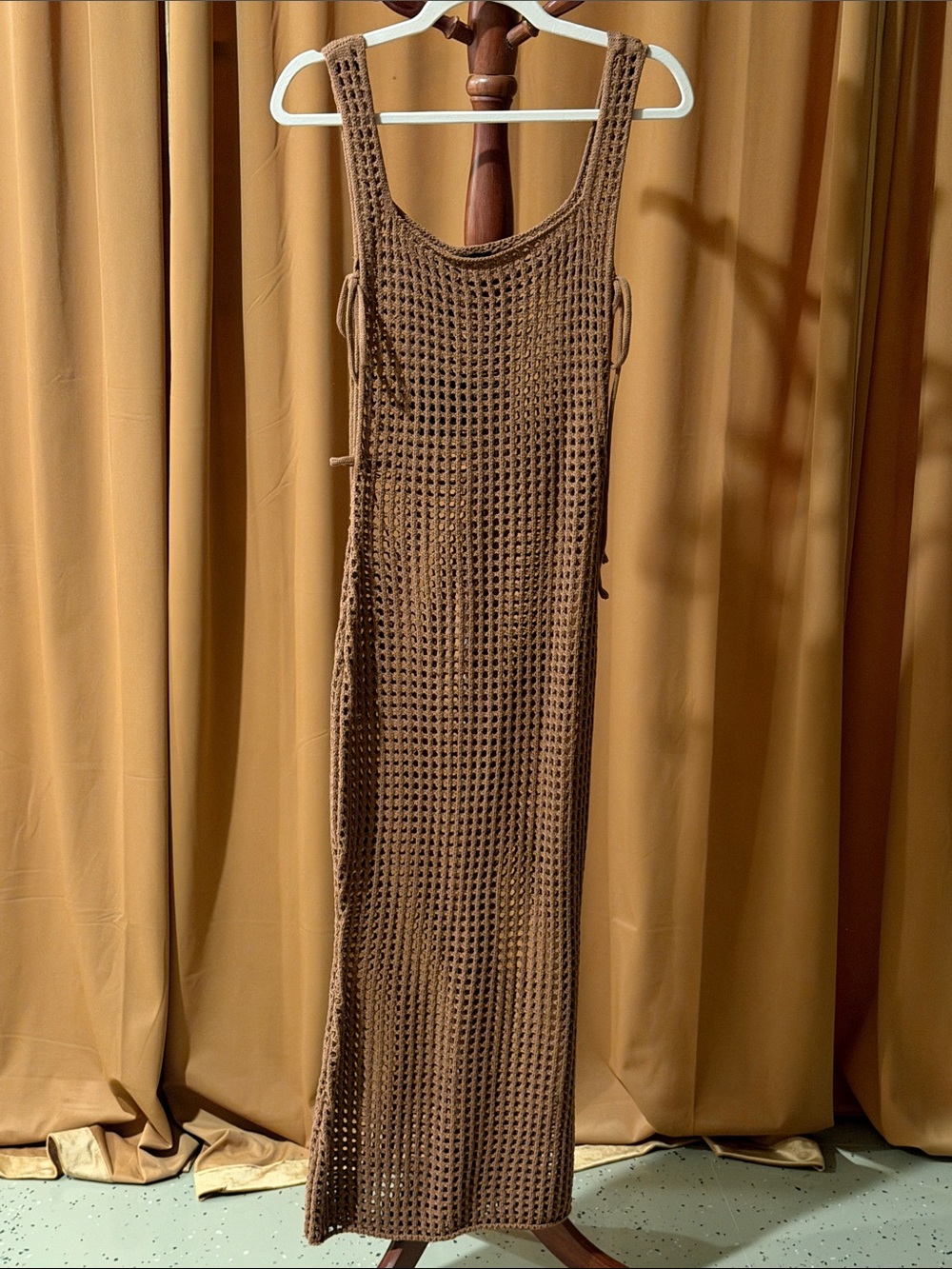 JLUXLABEL Brown Crochet Tank Maxi Dress